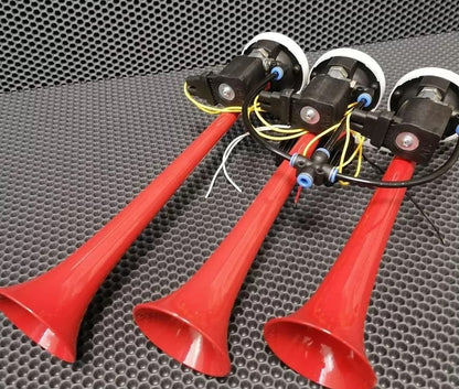 Музикална тромба клаксон HI-DO Baby Shark и още 12 мелодии за бус ван автомобил 12V, 125d, Червена