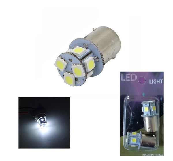 Комплект от 2 броя LED Лед Крушки 8 SMD BA15S 1156 (P21W) 24V Бяла Светлина Срещуположни пинове (180°) в Блистер