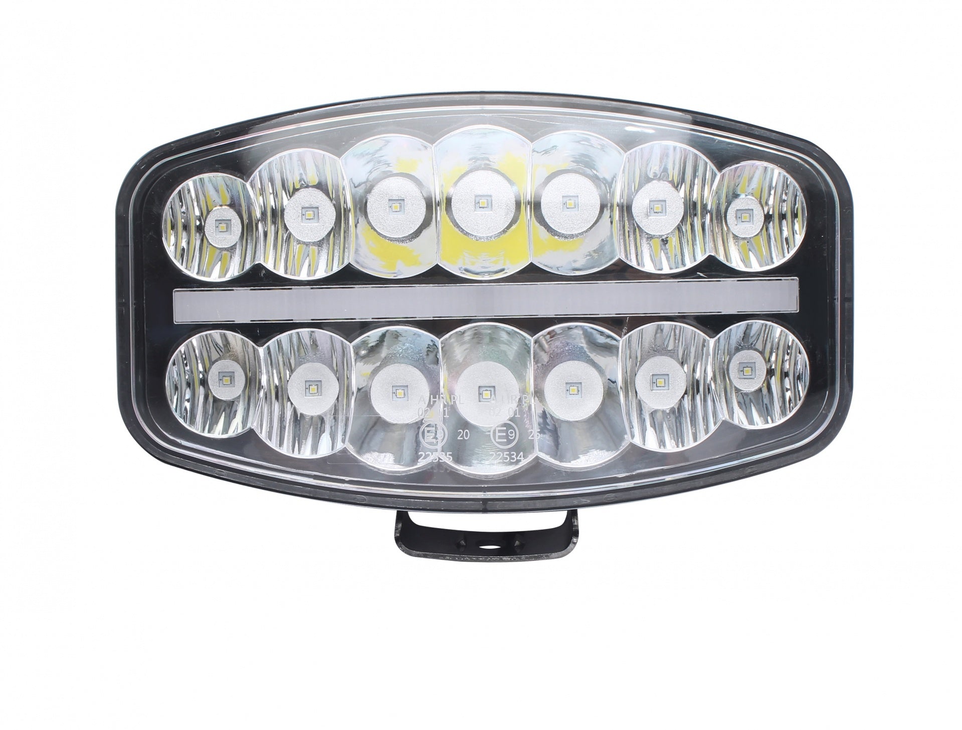 80W LED Лед Фар Халоген С Три Функции Неон ефект Бяло-Жълто/Оранжево Neon 24,5см x 13,9см 4100lm 12V - 24V E-Mark Подходящ За DAF MAN Scania Volvo Iveco и др.