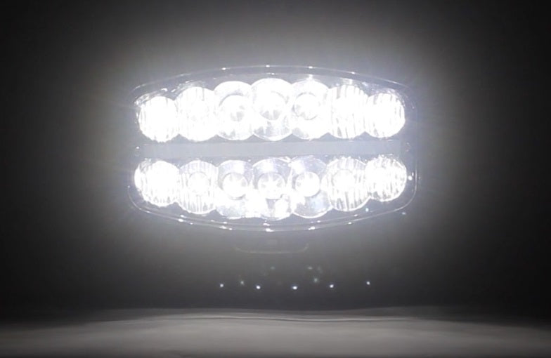 80W LED Лед Фар Халоген С Три Функции Неон ефект Бяло-Жълто/Оранжево Neon 24,5см x 13,9см 4100lm 12V - 24V E-Mark Подходящ За DAF MAN Scania Volvo Iveco и др.