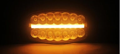 80W LED Лед Фар Халоген С Три Функции Неон ефект Бяло-Жълто/Оранжево Neon 24,5см x 13,9см 4100lm 12V - 24V E-Mark Подходящ За DAF MAN Scania Volvo Iveco и др.
