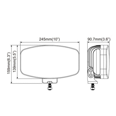 80W LED Лед Фар Халоген С Три Функции Неон ефект Бяло-Жълто/Оранжево Neon 24,5см x 13,9см 4100lm 12V - 24V E-Mark Подходящ За DAF MAN Scania Volvo Iveco и др.