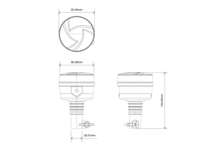 19W LED ЛЕД Аварийна Сигнална Лампа Маяк Буркан 30 Диода Оранжева Жълта 12V - 24V за монтаж на тръба