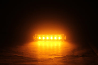 6 LED ЛЕД Жълта Аварийна Лампа Блиц Светлина Мигаща За Пътна Помощ Платформа и др. 10W с 8 режима 8х3 cm. 12-24V