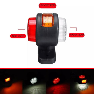 Комплект от 2 броя LED ЛЕД светодиодни габарити токоси рогче рогчета на 12V с три светлини бяла-жълта-червена