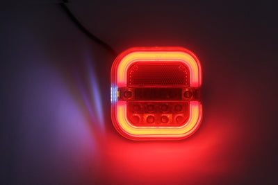 Комплект от 2 броя LED Диодни стопове стоп задни светлини динамичен мигач 12V-24V за бус камион ТИР ремарке каравана платформа Неон Neon Ефект 95 X 97 X 34 mm