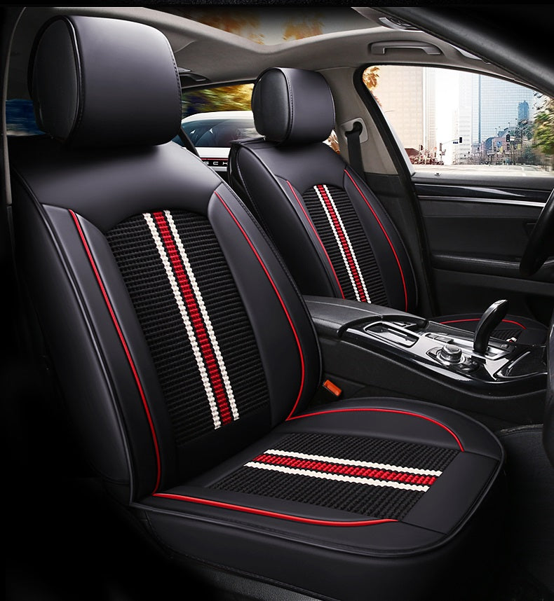 Луксозни калъфи за седалки Комплект Черна Кожена универсална тапицерия