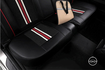 Луксозни калъфи за седалки Комплект Черна Кожена универсална тапицерия