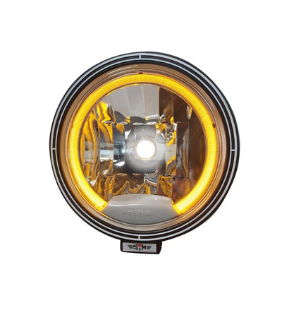 23см Кръгъл халогенен фар светлини за мъгла с насочена светлина + LED Angel Eye ЛЕД Функция Ангелски Очи 12/24V Жълта светлина Жълт