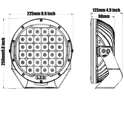 96W LED ЛЕД ДИОДЕН СУПЕР МОЩЕН ХАЛОГЕН ФАР ПРОЖЕКТОР ЛАМПА ТИП ЧЕРВЕНА ПИТА 9 225 MM 12-24V