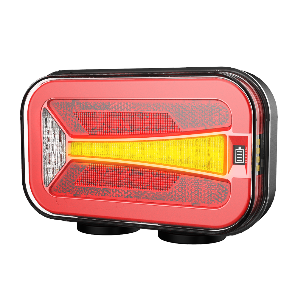 Комплект Безжични Преносими Диодни Лед Led Стопове Wireless с Магнит Неон Neon Ефект 12-24V 165mm х 100mm x 39.5 mm за Ремарке Каравана Платформа и др.