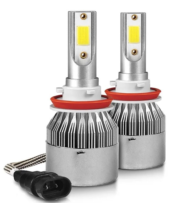 Комплект от 2 броя LED ЛЕД диодни крушки за фар халоген H11 / H8 / H9 12V 36W