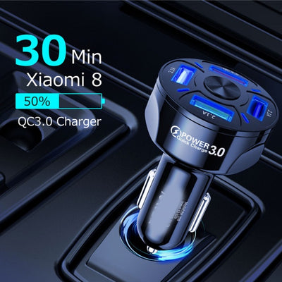 Универсално USB зарядно с 4 порта 12V-24V Quick Charge 3