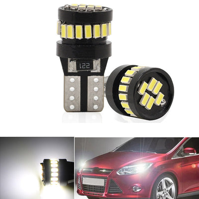 Комплект от 2 броя LED Лед Диодни Крушки За Габарит Т10 W5W 24 SMD 12V-24V Canbus - Error free Без грешки Бяла Светлина в блистер