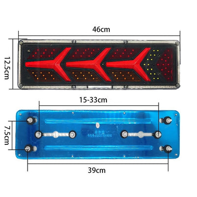 Комплект Ляв + Десен Мултифункционални Диодни LED Лед Стопове с Динамичен Мигач Неон Neon Ефект 46cm х 12.5cm 24V За Бус Камион Тир Ремарке Караванa и др.