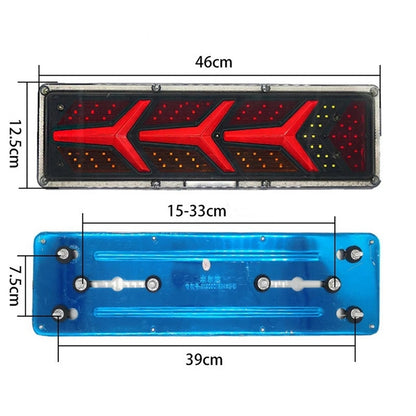Комплект Ляв + Десен Мултифункционални Диодни LED Лед Стопове с Динамичен Мигач Неон Neon Ефект 46cm х 12.5cm 24V За Бус Камион Тир Ремарке Караванa и др.