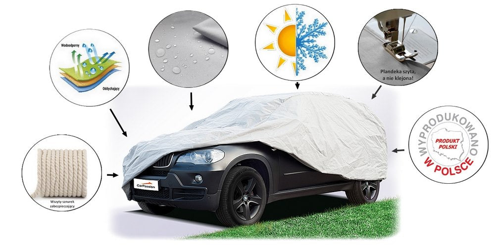 Водоустойчиво висококачествено покривало Perfectза SUV Ван размер XL ХЛ 415cm сив CarPassion