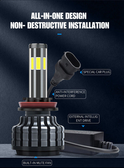 Комплект 360° градуса COB LED ЛЕД Диодни Крушки H4 Х4 12V 80W 16000lm За Фарове Canbus без Грешки къси/дълги