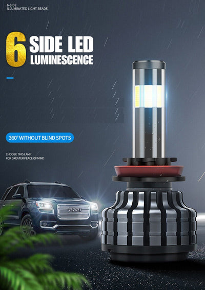 Комплект 360° градуса COB LED ЛЕД Диодни Крушки H4 Х4 12V 80W 16000lm За Фарове Canbus без Грешки къси/дълги