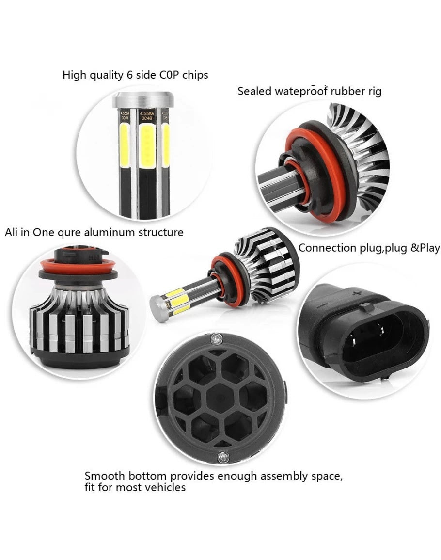 Комплект 360° градуса COB LED ЛЕД диодни крушки H11 H8 H9 Х11 Х8 Х9 12V 80W 16000lm за фарове Canbus без грешки
