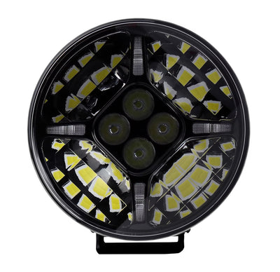 1 брой LED Диоден Халоген Фар с DRL бяло-жълт Ø 218 мм 12V-24V 120W Dark knight За Джип Камион Трактор Багер Земеделски Машини и др.