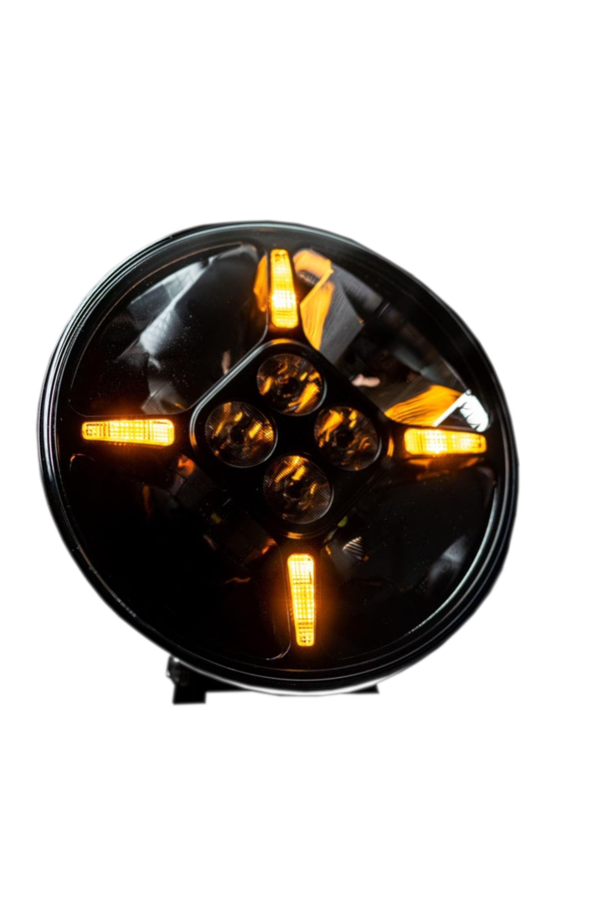 Комплект от 2 бр. LED Диодни Халогени, Фарове, с DRL, бяло-жълт цвят, Ø 218 мм, 12V-24V, 120W, За Джип, Камион, Трактор, Багер, Земеделски Машини и др.