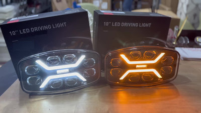 LED ЛЕД мощен диоден фар халоген лампа 12V - 24V 48W бяло-жълто за АТВ джип камион трактор земеделски и селскостопански машини и др. 245 x 139.4 x 90 mm E-mark E9