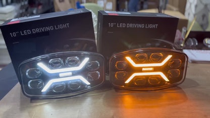 LED ЛЕД мощен диоден фар халоген лампа 12V - 24V 48W бяло-жълто за АТВ джип камион трактор земеделски и селскостопански машини и др. 245 x 139.4 x 90 mm E-mark E9