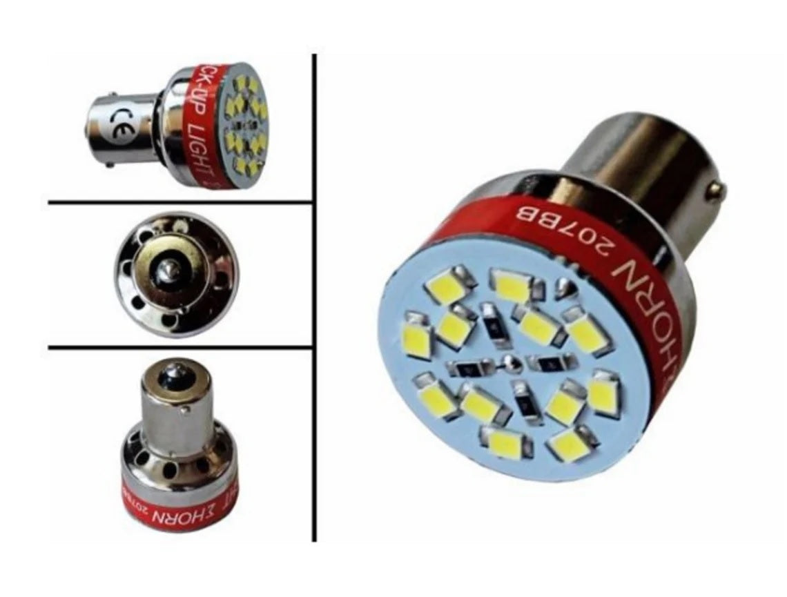 12LED ЛЕД Светодиодна крушка зумер устройство със звукова сигнализация при заден ход 12V бяла P21W BA15S