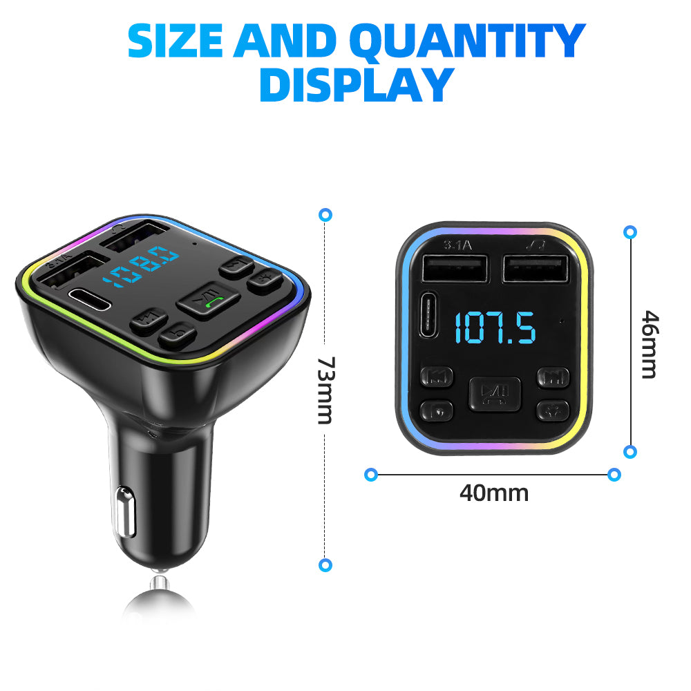 12-24V Автомобилен bluetooth 5.0 FM трансмитер зарядно телефон безжичен хендсфри MP3 модулатор плейър аудио приемник PD Type-C Dual USB 3.1A бързо зареждане