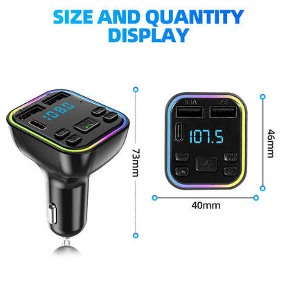 12-24V Автомобилен bluetooth 5.0 FM трансмитер зарядно телефон безжичен хендсфри MP3 модулатор плейър аудио приемник PD Type-C Dual USB 3.1A бързо зареждане