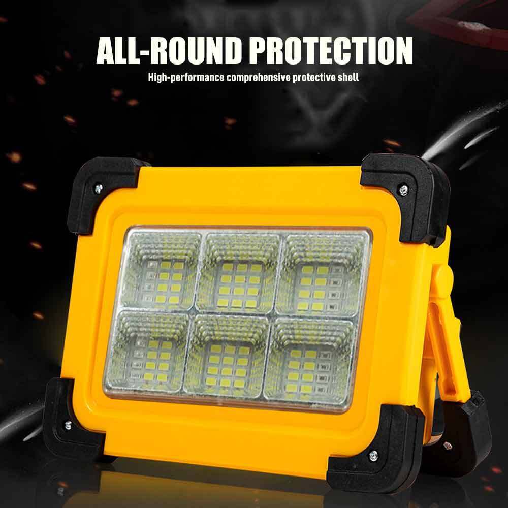 Акумулаторна LED ЛЕД диодна лампа бяла светлина + аварийна синя и червена презареждаема със соларен панел