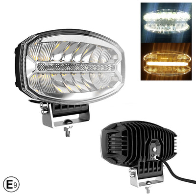 80W LED Лед Диоден Фар Халоген Лампа С Три Функции Неон Neon Ефект Бяло-Жълто / Оранжево 5800lm 12V - 24V E-Mark