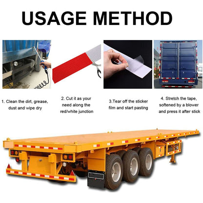 Светлоотразителна рефлекторна самозалепваща се лента фолио с висока фотометрична мощност 45,7 m x 5,5 cm червено - бяло