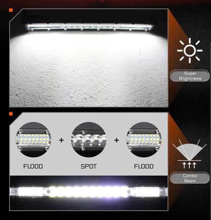 27.5 см Диоден LED Лед Бар 72W Ултра Тънък 12-24V Комбинирана Combo - Flood и Spot Светлина