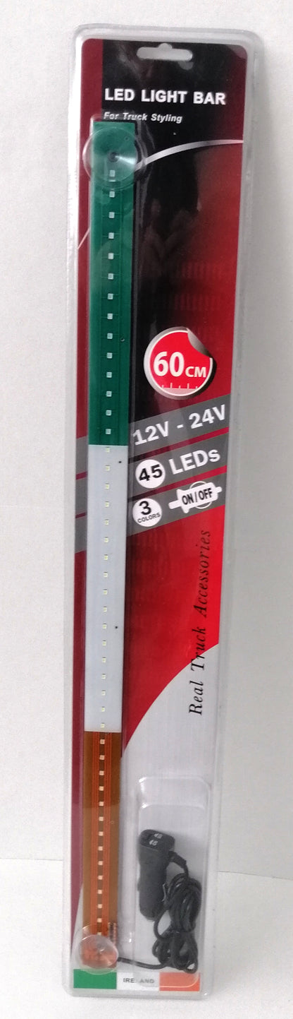 Светещ лед бар 60 cm 45 LED 12V - 24V зелено-бяло-оранжево IE Ireland флаг знаме Ирландия