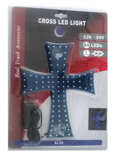 Сетодиоден светещ кръст син 84 LED ЛЕД 12V -24V 245 x 200 mm