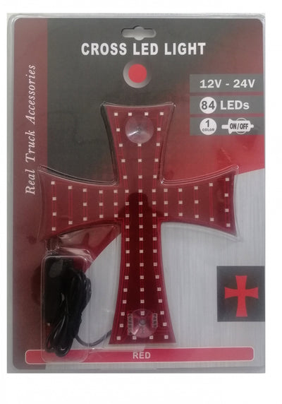 Сетодиоден светещ кръст червен 84 LED ЛЕД 12V -24V 245 x 200 mm
