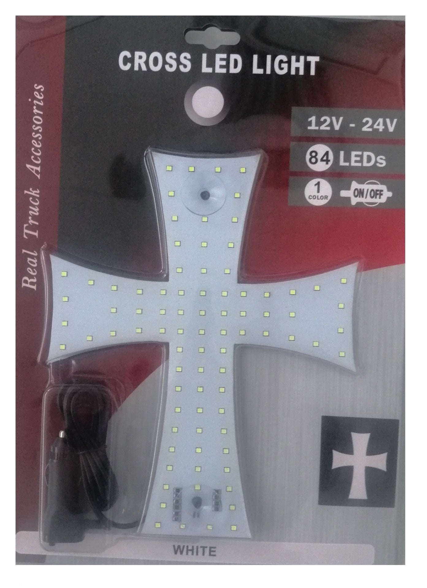 Сетодиоден светещ кръст бял 84 LED ЛЕД 12V -24V 245 x 200 mm