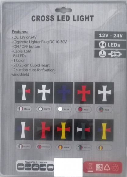 Сетодиоден светещ кръст бял 84 LED ЛЕД 12V -24V 245 x 200 mm