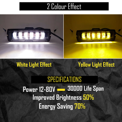 15,5 cm 7Д Диоден Прожектор Супер Мощен Халоген Led Bar Лед Бар 40w Комбиниранa Бяла и Жълта Светлина 12V - 24V За АТВ SUF Джип 4х Offroad Камион