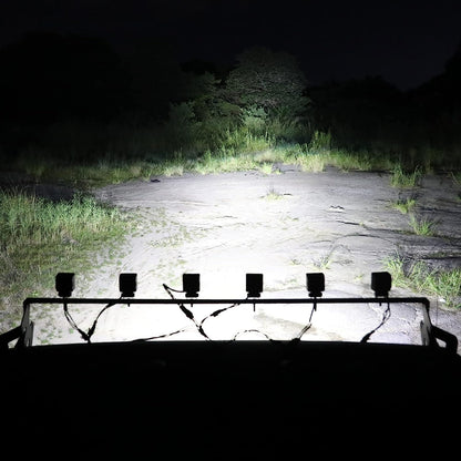 Комплект от 4 броя Лед LED Халогени Лампи с окабеляване Бяла Flood + Оранжева DRL Светлина 12V - 24V за Off Road 4X4 SUV джип мотор автомобил камион градина и др.