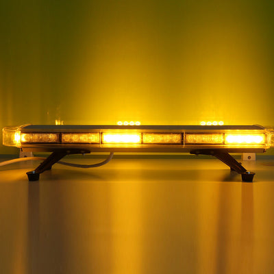 76.2 см 56 LED ЛЕД мощна аварийна диодна сигнална лампа блиц 12-24V 15 режима на работа жълта оранжева светлина E-Mark Е9 за пътна помощ платформа снегорин багер и др.