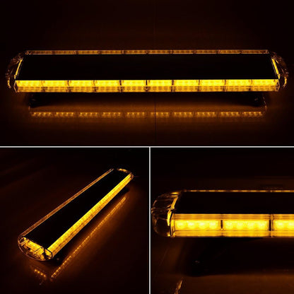 120 см 88 LED ЛЕД 88W мощна аварийна диодна сигнална лампа блиц 12-24V 15 режима на работа жълта оранжева светлина E-Mark Е9 за пътна помощ платформа снегорин багер и др.