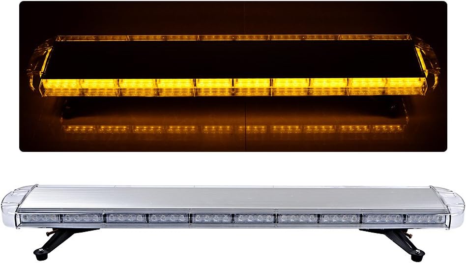 120 см 88 LED ЛЕД 88W мощна аварийна диодна сигнална лампа блиц 12-24V 15 режима на работа жълта оранжева светлина E-Mark Е9 за пътна помощ платформа снегорин багер и др.