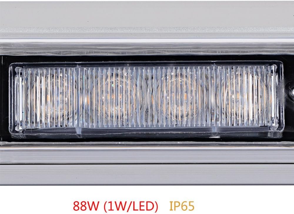 120 см 88 LED ЛЕД 88W мощна аварийна диодна сигнална лампа блиц 12-24V 15 режима на работа жълта оранжева светлина E-Mark Е9 за пътна помощ платформа снегорин багер и др.