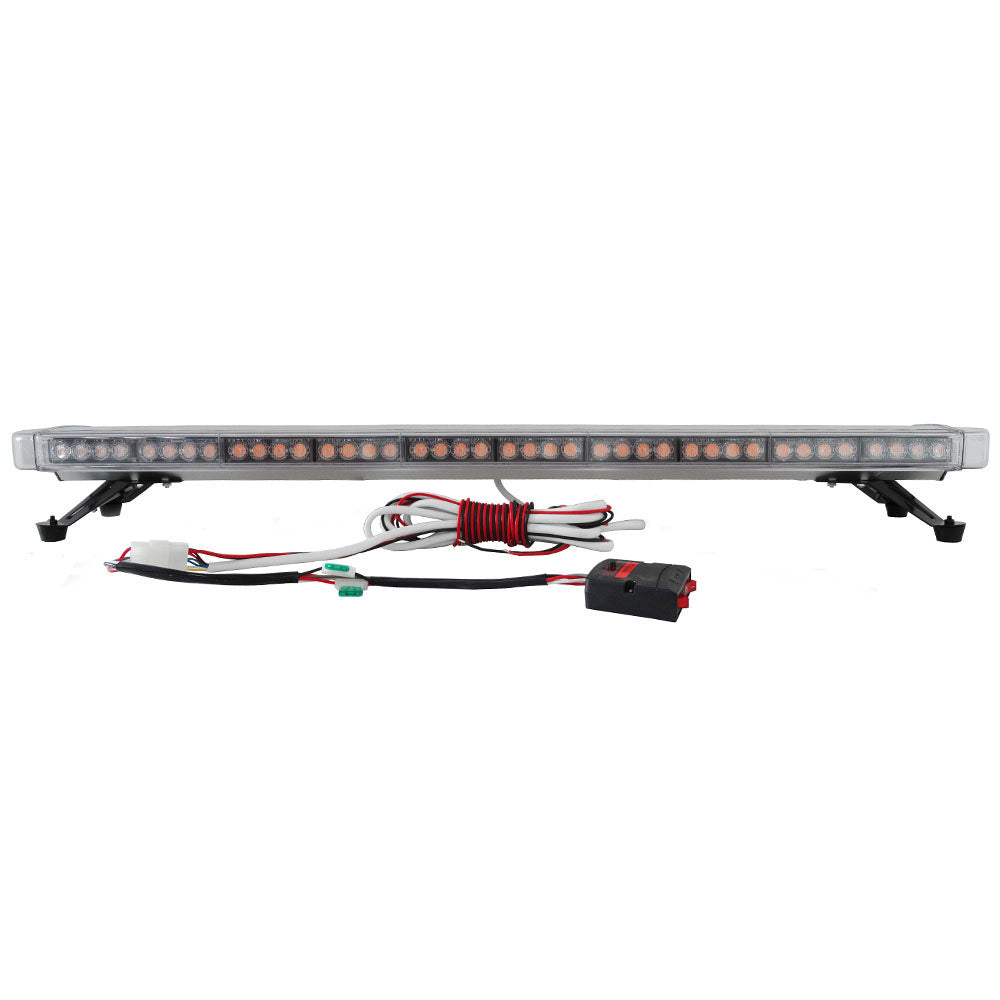 120 см 88 LED ЛЕД 88W мощна аварийна диодна сигнална лампа блиц 12-24V 15 режима на работа жълта оранжева светлина E-Mark Е9 за пътна помощ платформа снегорин багер и др.