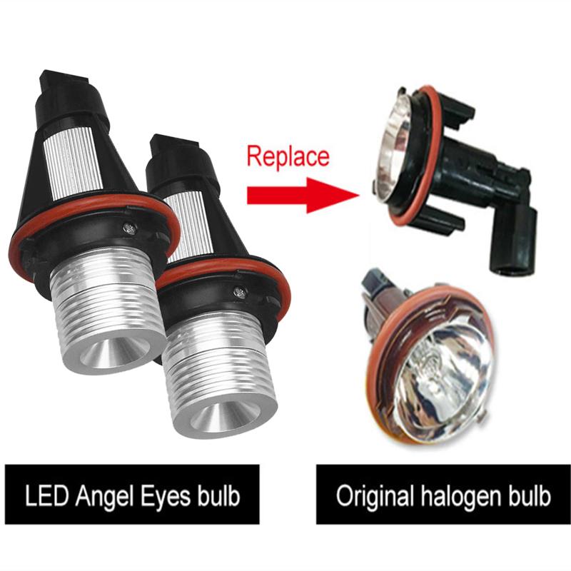 Комплект от 2 броя ярки бели LED крушки Angel Eyes ангелски очи 12V-24V за BMW с Canbus без грешки