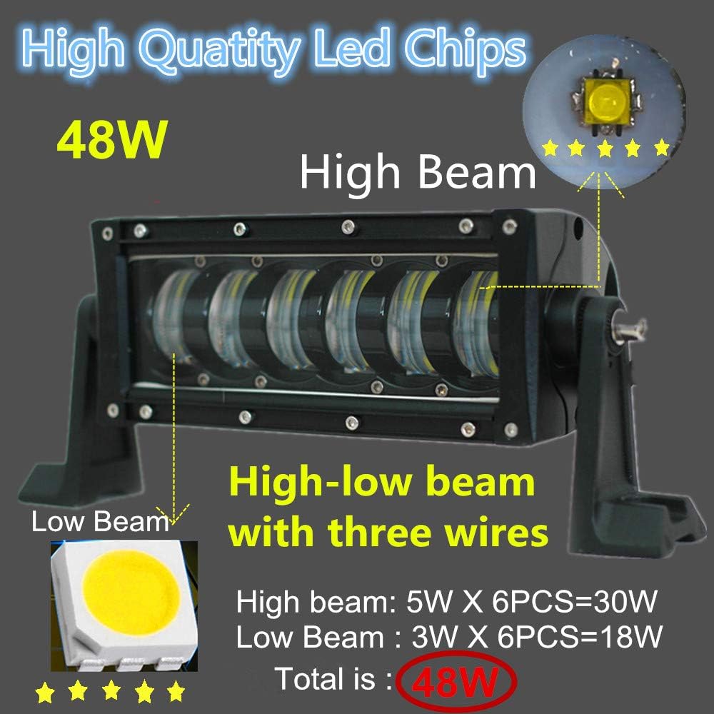 9D 27 СМ Led Bar Лед Бар Hi/Lo Къси Дълги Водоустойчив Удароустойчив 12V 24V 3840 LМ 48W С Лупи Off-Road Лед Бар За Джип ATV