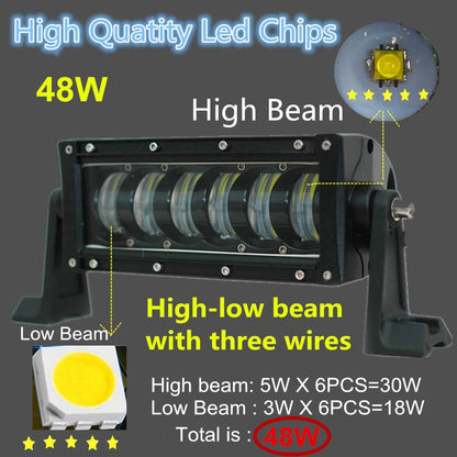 9D 27 СМ Led Bar Лед Бар Hi/Lo Къси Дълги Водоустойчив Удароустойчив 12V 24V 3840 LМ 48W С Лупи Off-Road Лед Бар За Джип ATV